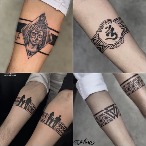 လက်ပက် Tattoo, Shiva Band Tattoo Design, Arm Tattoo Designs Men, Geometric Armband Tattoo, Arm Band Tattoos For Men, Tattoos For Guys Forearm, Tattoos Pulseras, Trible Tattoos, Bracelet Tattoo For Man