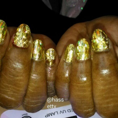 Foil Nails, Bling Nails, Gold Nails, Gold Foil, Hair Stylist, Foil, Nail Designs, Nail Art, Nails