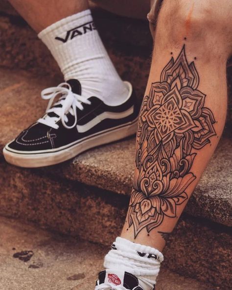 Leg Shin Tattoo For Men, Mens Lower Leg Tattoo Ideas, Geometric Shin Tattoo Men, Tattoo Men Leg Ideas Art Designs, Front Calf Tattoo Men, Tattoos On Legs For Men, Leg Tattoos Men Lower Calf, Men Shin Tattoo Ideas, Mens Shin Tattoo Ideas