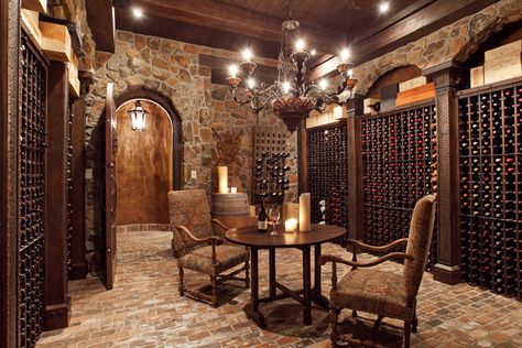 Our French Inspired Home: Old World Rustic Wine Cellars Rustic Italian Home, Wine Cellar Basement, French Inspired Home, Wine Cave, Home Wine Cellars, Wine Tasting Room, Wine Cellar Design, Cellar Design, Wine Cellars