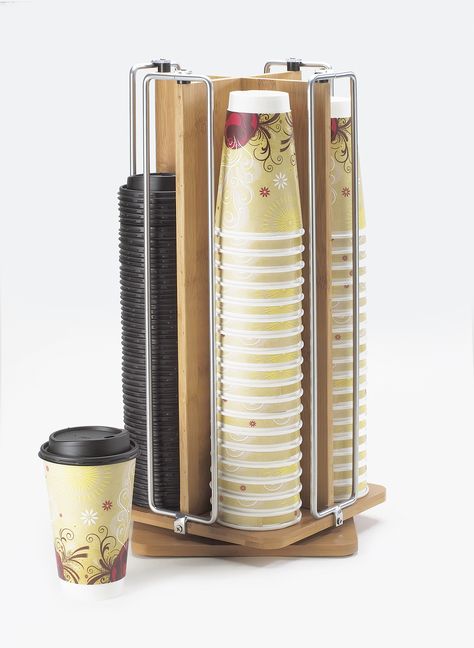 Revolving Bamboo Organizer Bamboo Organizer, Best Coffee Grinder, Bamboo Cups, Lid Organizer, Coffee Carts, Coffee Shop Design, Coffee Corner, Cafe Interior Design, Coffee Shop Decor