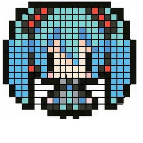 Hatsune Miku Perler Beads Pattern, Miku Pixel Art Grid, Miku Perler Bead Patterns, Hatsune Miku Perler Beads, Vocaloid Perler Beads, Miku Perler Beads, Anime Pixel Art Grid Easy, Perler Bead Anime, Vocaloid Pixel Art