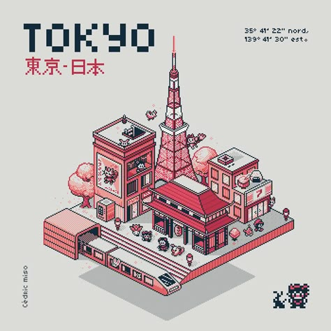 pixel art - japanese style - retro gaming - pokemon - game boy Japanese City Illustration, Pokemon Cities, Pixel Restaurant, Tokyo Pixel Art, Isometric Pixel Art Character, Pixel Game Aesthetic, Japan Pixel Art, Japanese Pixel Art, Pixel Art Japanese