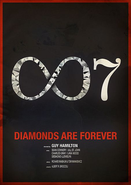 Diamonds are Forever by Chris Thornley 007 Casino Royale, James Bond Movie Posters, Diamonds Are Forever, 007 James Bond, I Love Cinema, James Bond Movies, Bond Girls, Roger Moore, Movie Posters Design