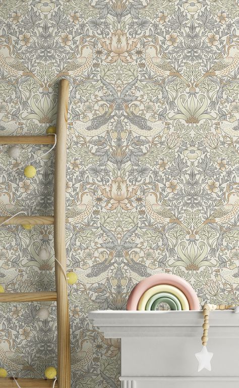 William Morris Wallpapers Morris Tapet, Strawberry Thief Wallpaper, Thief Wallpaper, Small Half Bath, Zen Wallpaper, Luxurious Wallpaper, William Morris Wallpaper, Lily Wallpaper, Rabbit Wallpaper