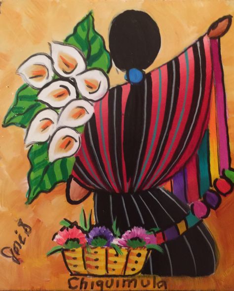 Guatemalan Art Paintings, Mexican Love Art, Mexico Acrylic Painting, Mexican Dancers Art, Hispanic Heritage Month Drawings, Easy Mexican Painting Ideas, Guatemala Drawings, Mexican Paintings Ideas Easy, Mexico Drawing Ideas