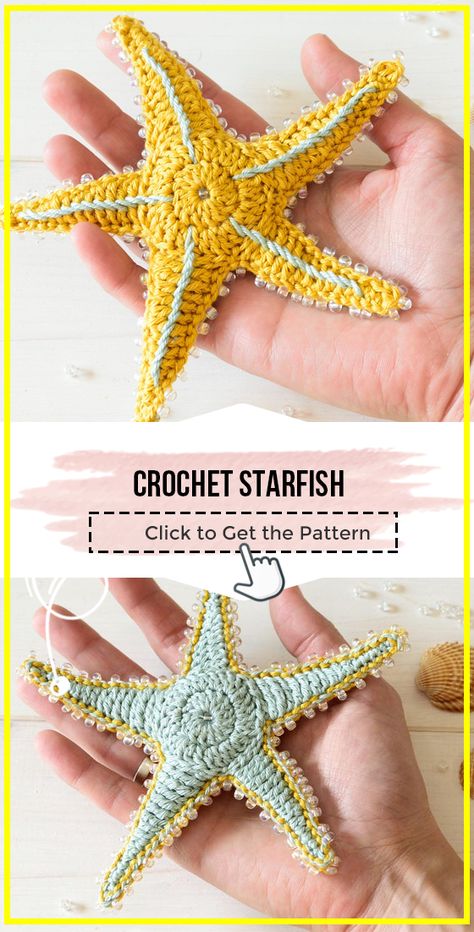 Crochet Crochet Starfish FREE Pattern - Easy Crochet amigurumi Pattern for Beginners Mini Crochet Ideas, Easy Crochet Amigurumi, Nautical Crochet, Crochet Starfish, Crochet Sea Creatures, Crochet Fish, Knitting And Crochet Patterns, Crochet Easy, Mini Crochet