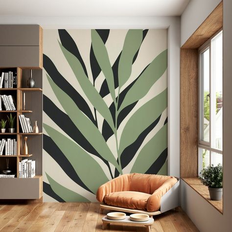 Art Decor Wallpaper, Geometric Pattern On Wall, Nature Inspired Office Decor, Living Room Accent Wallpaper, Colorful Accent Wall Ideas, Paint Accent Wall Ideas, Marcelo Wallpaper, Bedroom Murals Painted Diy, Interior Mural Ideas