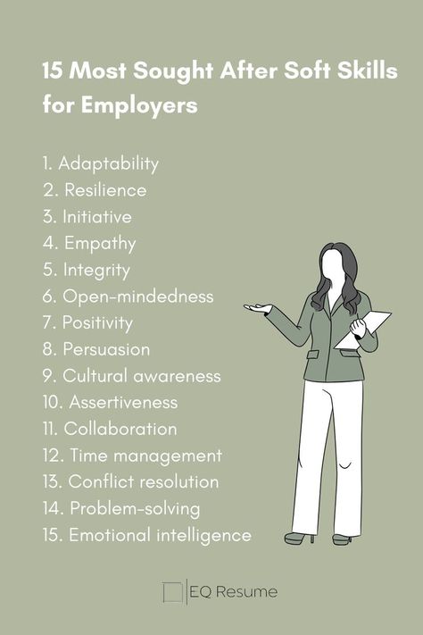 Boost your employability with EQ Resume's curated list of the 15 most sought-after soft skills by employers. Enhance your resume and stand out in today's competitive job market! #softskills #employability #EQResume #careeradvice #jobsearch #careerdevelopment #jobhunt #professionalgrowth #resumewriting #jobapplication Job Interview Prep, Hard Skills, Business Writing Skills, Job Interview Answers, Job Interview Preparation, Job Interview Advice, Interview Answers, Interview Advice, Job Advice