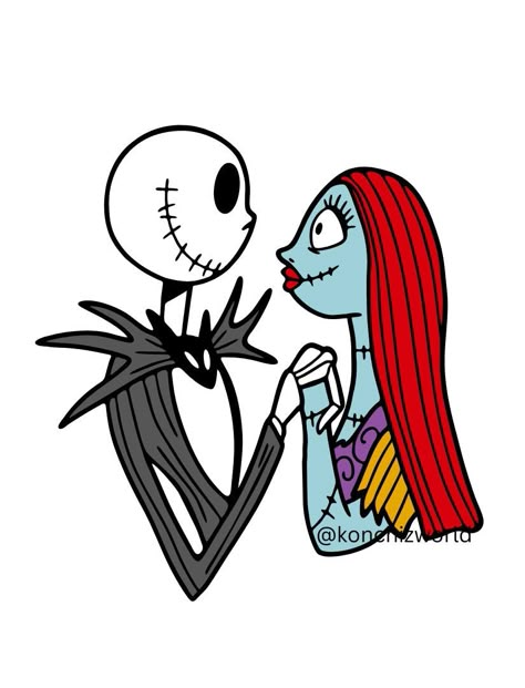 Jack & Sally SVG file Perfect for cups Jack Sally And Zero Drawing, Jack And Sally Holding Hands, Jack And Sally Cartoon, All Disney Characters Drawings, Jack Sally And Zero Tattoo, Jack And Sally Embroidery, Jack Skellington Clipart, Chibi Jack Skellington, Sally And Jack Pumpkin Painting