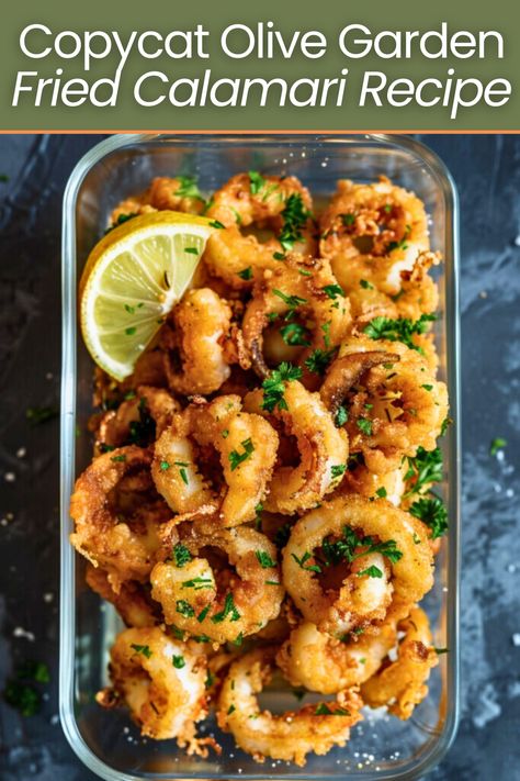 Craving Olive Garden's famous fried calamari? 🌟 Try this easy and delicious copycat recipe at home! Perfectly crispy and tender, it's a crowd-pleaser every time. Serve with your favorite dipping sauce and enjoy restaurant-quality calamari right in your kitchen. 🏠✨ #FriedCalamari #CopycatRecipe #YummyEats Olive Garden Calamari Dipping Sauce, Easy Calamari Recipes, Fried Calamari Sauce, Crispy Calamari Recipe, Fried Calamari Recipe Easy, Calimari Dishes, Homemade Calamari, Calamari Dipping Sauce, Fried Calamari Recipe