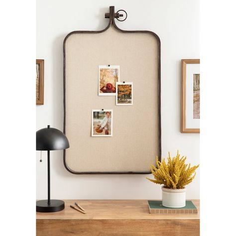 Kate and Laurel Yitro Metal Framed Fabric Pinboard - 20x35 - Bed Bath & Beyond - 37064472 Industrial Frame, Tiny House Storage, Keyhole Hanger, Framed Fabric, Modern Aesthetics, Modern Industrial, Wall Spaces, Metal Frame, Everyday Essentials Products