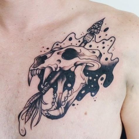 Jaguar tattoo skull By Emilio Bustamanre  Synchrony tattoo shop Jaguar Skull Tattoo, Jaguar Skull, Jaguar Tattoo, Tattoo Skull, Animal Skull, Tattoo Work, Skull Tattoos, Animal Skulls, Tattoo Shop