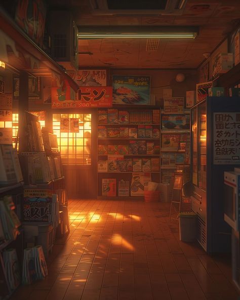 manga & gaming store in the morning lights 🌞 🔗 https://linktr.ee/whimcity 💻 created with MidJourney & Topaz Gigapixel ⠀⠀⠀⠀⠀⠀⠀⠀⠀ 🔗 #chillvibes 🔗 #studioghibli 🔗 #aiartcommunity 🔗 #animelover 🔗 #cozy 🔗 #goodmood 🔗 #lofi 🔗 #japanlover Video Editing Background, 3d Art Ideas, Stream Background, Classy Wallpaper, Lighting References, Variety Store, Aesthetic Graphics, Zepeto Background, Interior Landscape