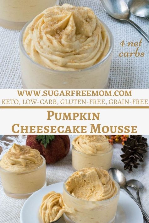 Sugar-Free Keto Pumpkin Cheesecake Mousse Pumpkin Cheesecake Mousse, Lactose Free Cream Cheese, Pumpkin Recipes Keto, Keto Pumpkin Cheesecake, Cheesecake Mousse Recipe, Low Carb Pumpkin Cheesecake, Low Carb Pumpkin Recipes, Sugar Free Cheesecake, Pumpkin Mousse