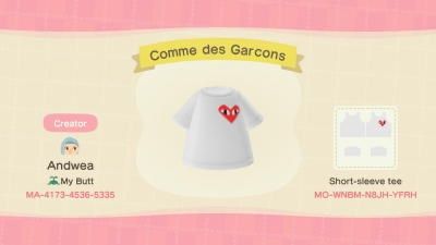 Acnh Custom Designs, Comme Des Garcons T Shirt, Candy Pillows, Animal Crossing 3ds, Animal Crossing Memes, Animal Crossing Guide, Birman Cat, Animal Crossing Qr Codes Clothes, Qr Codes Animal Crossing