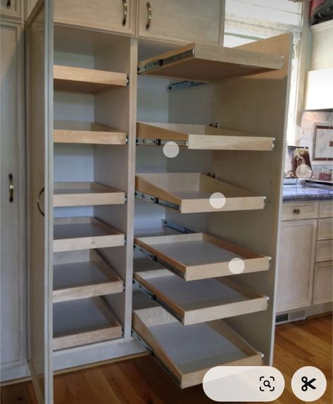 Pot Pan Storage Cabinet, Organize Kitchen Drawers, Pull Out Pantry Shelves, Diy Kitchen Ideas, Organize Kitchen, Pantry Drawers, House Flipping, Pantry Remodel, Cupboard Shelves