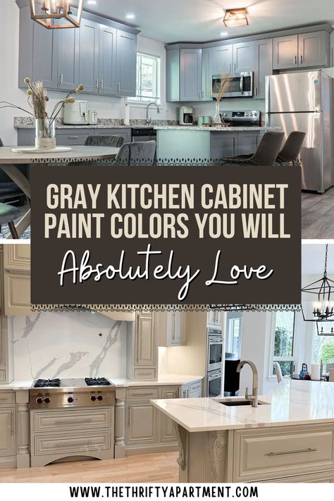 Discover stunning gray kitchen cabinet paint colors you'll absolutely love! These timeless shades bring elegance, versatility, and a modern touch to any kitchen. #GrayCabinets #KitchenDesign #CabinetColors #HomeDecor Ash Grey Kitchen Cabinets, What Color Should I Paint My Kitchen Cabinets, Paint Colors That Go With Grey Cabinets, Sw Cabinet Paint Colors, Farmhouse Kitchen Cabinet Color Ideas Paint, Bm Edgecomb Gray Cabinets, Painted Grey Kitchen Cabinets, Edgecomb Gray Palette, Best Grey For Kitchen Cabinets