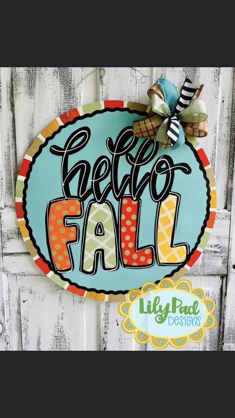 Door Hangers Wooden, Blue Fall Decor, Fall Pumpkin Crafts, Door Hangers Diy, Door Signs Diy, Summer Door Hanger, Wooden Door Signs, Wooden Welcome Signs, Wooden Wreaths