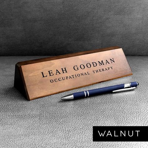 Office Name Plate, Personalized Desk Name Plate, Office Desk Name Plates, Desk Plaques, Walnut Desk, Name Plate Design, Office Names, Name Boards, Cnc Engraving