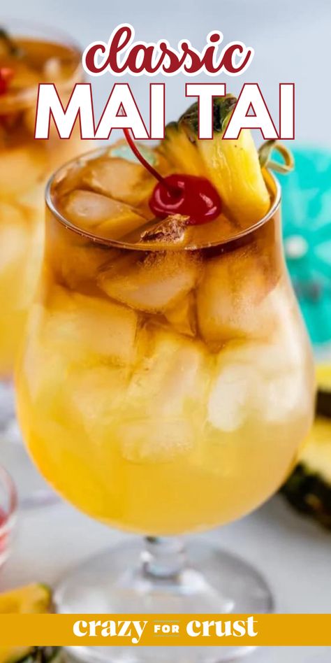 3 ingredients are all you need in this easy Labor Day party drink! Full of delicious tropical flavor, this Classic Mai Tai Recipe is the BEST. Prepare a pitcher of this summer cocktail idea for a crowd! Pineapple Batch Cocktail, Mai Tai Recipe Pitcher, Mai Thai Drink Recipe, Easy Mai Tai Recipe, Mai Tai Drink Recipe, Batch Tiki Cocktails, Drinks Alcohol Recipes Easy, Mai Tai Recipe, Hawaiian Drinks