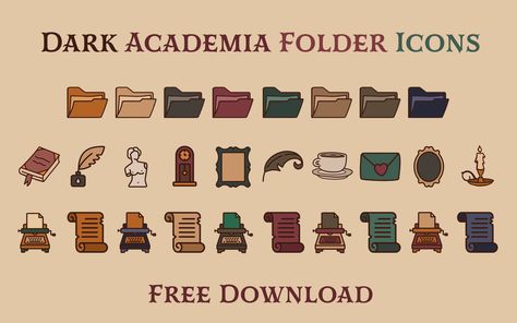 Goodnotes Stickers Dark Academia, Pc Icon Aesthetic, Dark Academia Pc Wallpaper, Desktop App Icons, Computer Folder Icons, Folder Icon Aesthetic, Aesthetic Desktop Icons, Dark Academia Desktop Wallpaper, Aesthetic Desktop Icon