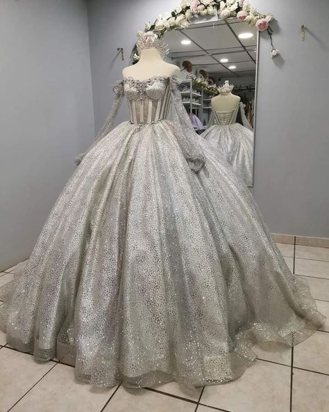 Gray Sweet 16 Dresses, Gray Quinceanera Dresses Silver, Grey Sweet 16 Dresses, Silver Ball Gown Princesses, Sweet 16 Silver Dress, Sliver Quince Dress, Quinceanera Dresses Gray, Silver Quince Dress, Gray Quinceanera Dresses