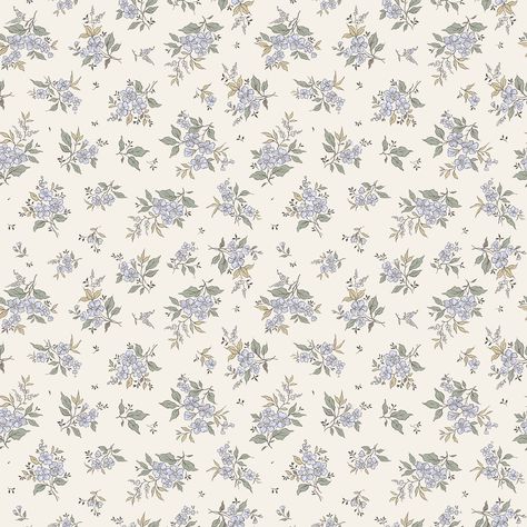 Wall Blush Originals Indulge in nostalgia with our "Little Miss". Featuring vintage-inspired blue florals set against a creamy backdrop, this wallpaper exudes a cozy and comforting feel. Perfect for adding a touch of class to any room. 19-inch panel design and available in heights from 2 - 20 feet Choose between a PEEL AND STICK VINYL application or a PASTE TO THE WALL TRADITIONAL NON-WOVEN application. Subtle sheen Cream, Blue and Green Easily removable making it the perfect wallpaper for rente Blue Ditsy Floral Wallpaper, Small Flower Pattern Design, Little Miss Wallpaper, Dainty Floral Wallpaper, Miss Wallpaper, Floral Background Vintage, Pastel Blue Flowers, Vintage Flower Backgrounds, Wall Blush