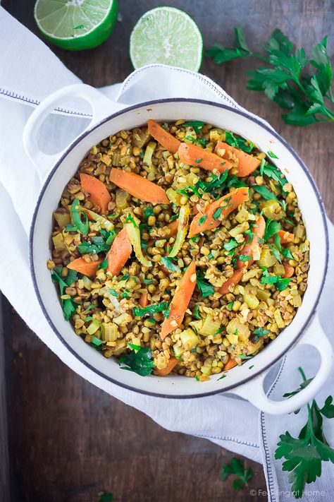 Ayurvedic Detox Bowl ( aka khichari) with mung beans, kashi and detoxing veggies. Vegan, GF | www.feastingathome.com Satvik Recipes, Healing Bowls, Ayurveda Diet, Khichdi Recipe, Feasting At Home, Ayurveda Recipes, Ayurvedic Recipes, Green Clean, Fresh Turmeric