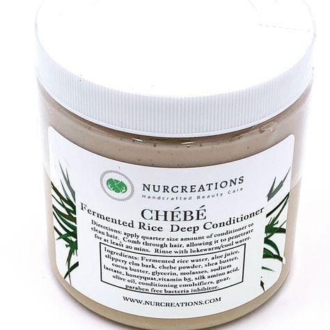 Chebe Fermented Rice Deep Conditioner Infused with Slippery Elm, Aloe Vera, Molasses, Hydrolyzed Silk, Sodium Lactate, Hair Care by NurCreations on Etsy Leave In Hair Conditioner, Fermented Rice, Extreme Hair Growth, Quinoa Protein, Aloe Juice, Slippery Elm, Black Rice, Natural Hair Tips, Deep Conditioner