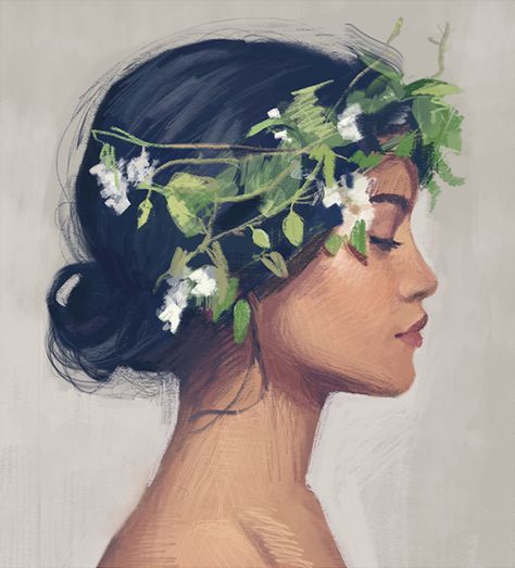 Flowers In Her Hair, Flower Crown, Her Hair, A Woman, Ipad, Crown, Flowers, Hair, Art