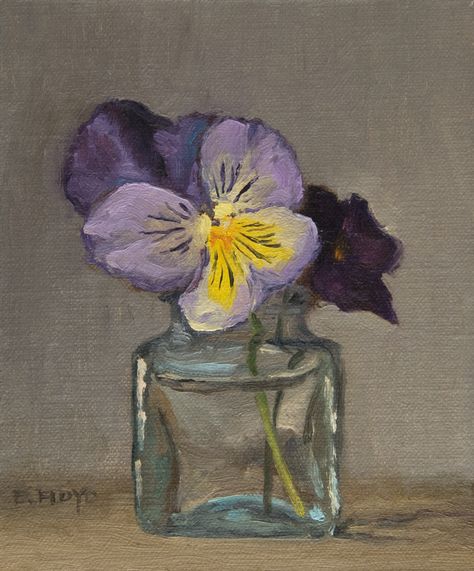 Purple Flower Painting, Still Life With Flowers, Vase Painting, Nature Art Painting, Flower Art Painting, Daily Paintworks, Painting Art Projects, Arte Floral, Pastel Art