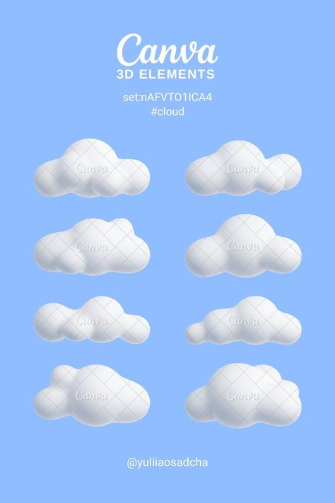 Canva Elements Keyword for 3D cloud illustrat Canva Banner Elements, Canva Banner Design, Canva Design Elements, Canvas Elements Keyword, Canva 3d Elements, Canva Letter Element, Canva Illustration, Font Canva Lettering, Canva Graphics