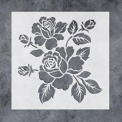 Amazon.com : GSS Designs Bloom Rose Stencils for Painting Wood Canvas Paper Fabric Walls Furniture - Reusable Flower Stencils - Floral Paint Stencils Set for Home Decor 12x12 Inch : Arts, Crafts & Sewing Expensive Wallpaper, Rose Stencil, Stencil Wood, Floral Stencil, Stencils For Painting, Flower Stencil, Plastic Art, Stencil Crafts, Stenciling