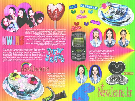 Newjeans Scrapbook, 잡지 레이아웃, Kpop Design, 달력 디자인, Y2k Posters, Graphic Shapes Design, Zine Design, Magazine Spreads, Magazine Layout Design