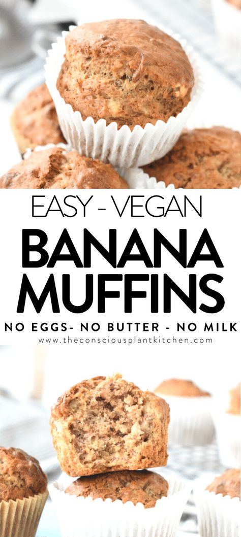 Vegan Banana Bread Muffins, Vegan Banana Nut Muffins, Vegan Banana Muffins, Healthy Banana Muffins, Nut Muffins, Banana Nut Muffins, Vegan Muffins, Banana Muffin Recipe, Banana Bread Muffins