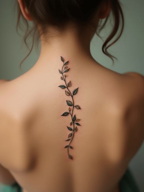 Ribcage Bird Tattoo, Ivy Spine Tattoo, Vine Thigh Tattoos Women, Tattoo Ideas Vines, Thigh Vine Tattoos, Vine Thigh Tattoo, Vine Spine Tattoos For Women, Vine Wrapped Around Arm Tattoo, Feminine Spine Tattoos