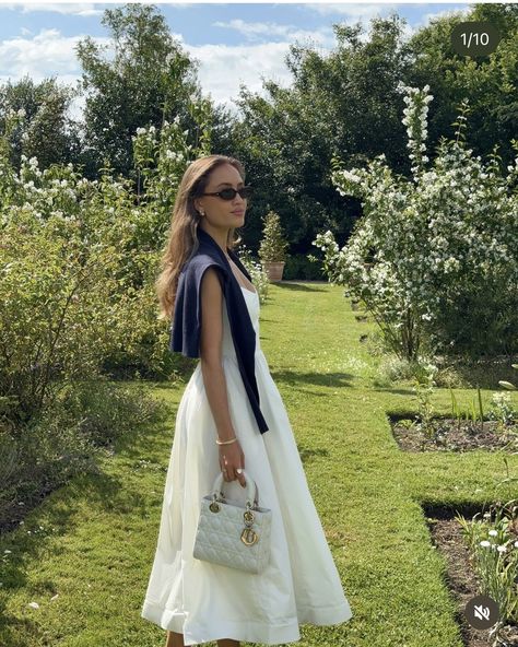 White Lady Dior Bag Outfit, White Lady Dior, The Hamptons Fashion, Lady Dior Bag Outfit, White Summer Maxi Dress, Porsche Mom, Kate Hutchins, White Maxi Dress Summer, Classy Feminine