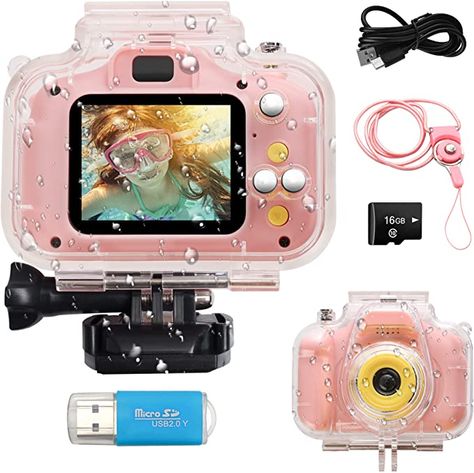 Kids Waterproof Camera Toys for 4-8 Year Old Girls, Children Digital Action Cameras with 16GB Memory Card, Indoor Outdoor Toddler Camera, Birthday Christmast Gifts for Girl Age 5-10 by Elimiic (Pink) : Electronics Toys For Girls 8-9, Christmast Gifts, Camera Birthday, Christmast Gift, Birthday Things, Bday List, Bday Gifts, Kids Camera, Waterproof Camera