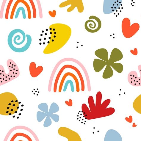 Seamless pattern with abstract shapes on... | Premium Vector #Freepik #vector #fun #aesthetic #background #texture 2025 Design, Fun Aesthetic, Background Retro, Shiva Photos, Aesthetic Background, Pattern Images, Background Texture, Paint Samples, Hand Paint