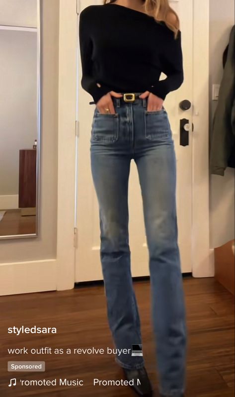 Structured Casual Outfit, Bootcut Jeans And Heels Outfit, September Brunch Outfit, Tom Ford Outfits Women, Outfits For Long Legs Ideas, Company Event Outfit, Classy Outfits Jeans, Low Waisted Jeans Outfit Winter, Black Low Waist Jeans Outfit