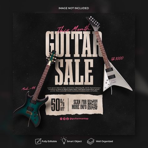 PSD electronic guitar music sale instagr... | Premium Psd #Freepik #psd #instagram-sale #instagram #guitar #music-guitar Electronic Guitar, Guitar Drawing, Guitar Store, Guitars For Sale, Guitar Music, Youtube Banners, Music Guitar, Social Media Banner, Instagram Template