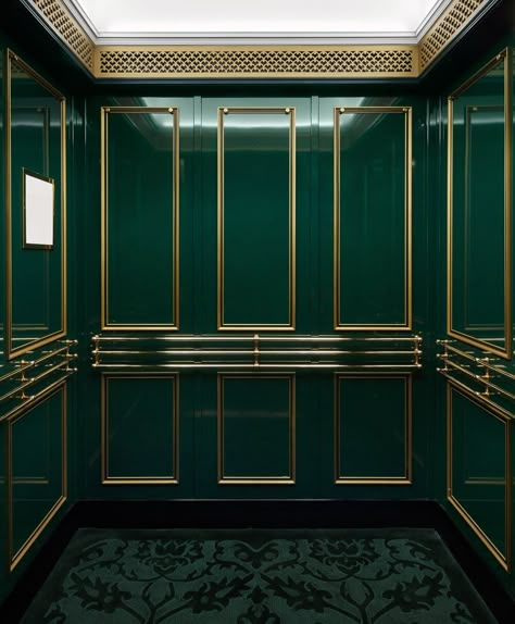 Elevator Lobby Design, Elevator Interior, Elevator Lobby, Elevator Design, Lift Design, Lobby Interior, Green Walls, Lobby Design, Casa Exterior