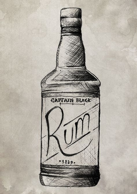 Rum Bottle Drawing, Rum Bottle Tattoo, Rum Tattoo, Moose Tattoo, Marine Tattoo, Kraken Art, Go Tattoo, Sailor Tattoos, Animal Sleeve Tattoo