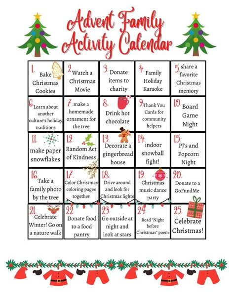 A christmas bucket list that you can use year after year. instant download Advent Family Activities, Advent Family, Activity Calendar, Christmas Tips, Advent Calendar Activities, Christmas Activities For Families, Bucket Ideas, Calendar Activities, Christmas Bucket List