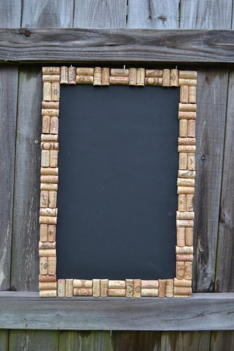 This is a 16 x 24 chalk board framed by all natural wine corks. It is mounted on MDF and ready to hang vertically or horizontally. This item is Wine Cork Frame, Wine Cork Wedding, Cork Frame, Diy Cork, Wine Cork Projects, Cork Crafts Diy, Wine Cork Diy, Diy Seating, Wine Cork Art