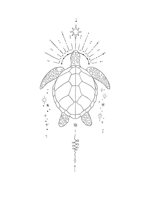 Boho Turtle Tattoo, Sun And Turtle Tattoo, Turtle Spine Tattoo, Fine Line Turtle Tattoo, Sea Turtle Tattoo Design, Tattoos Turtle, Tattoo Sonne, Sea Turtle Tattoo, Turtle Tattoo Designs