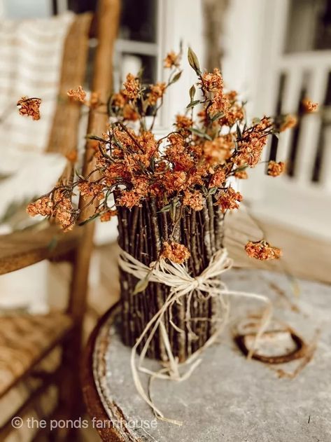 How to Cover Tin Cans With Twigs | Hometalk Painted Tin Cans, Rustic Diy Projects, Recycled Tin Cans, Fall Table Centerpieces, Recycled Tin, Tin Can Crafts, Diy Fall Wreath, Tin Cans, Spring Table