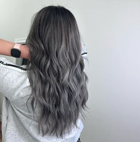 Dark Ash Gray Hair, Smoky Hair Color, Gray Highlights Brown Hair, Ash Brown Hair Balayage, Blonde Asian Hair, Ash Gray Hair Color, Dark Grey Hair, Which Hair Colour, Hair Color Asian