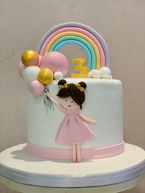 Birthday Cake 3 Yrs Old Girl, Birthday Cake For 3yrs Old Girl, 3rd Birthday Cakes For Girls, Simple Birthday Cake Designs, Toddler Birthday Cakes, Cake Designs For Kids, 5th Birthday Cake, Rainbow Birthday Cake, Ballerina Cakes